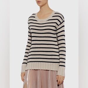 A.L.C. Rowan Striped Cream and Navy Blue Long Sleeve Sweater Size Small